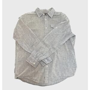 Michael Kors Chambray Button-Up Shirt Men’s L Blue Long Sleeve Roll-Tab